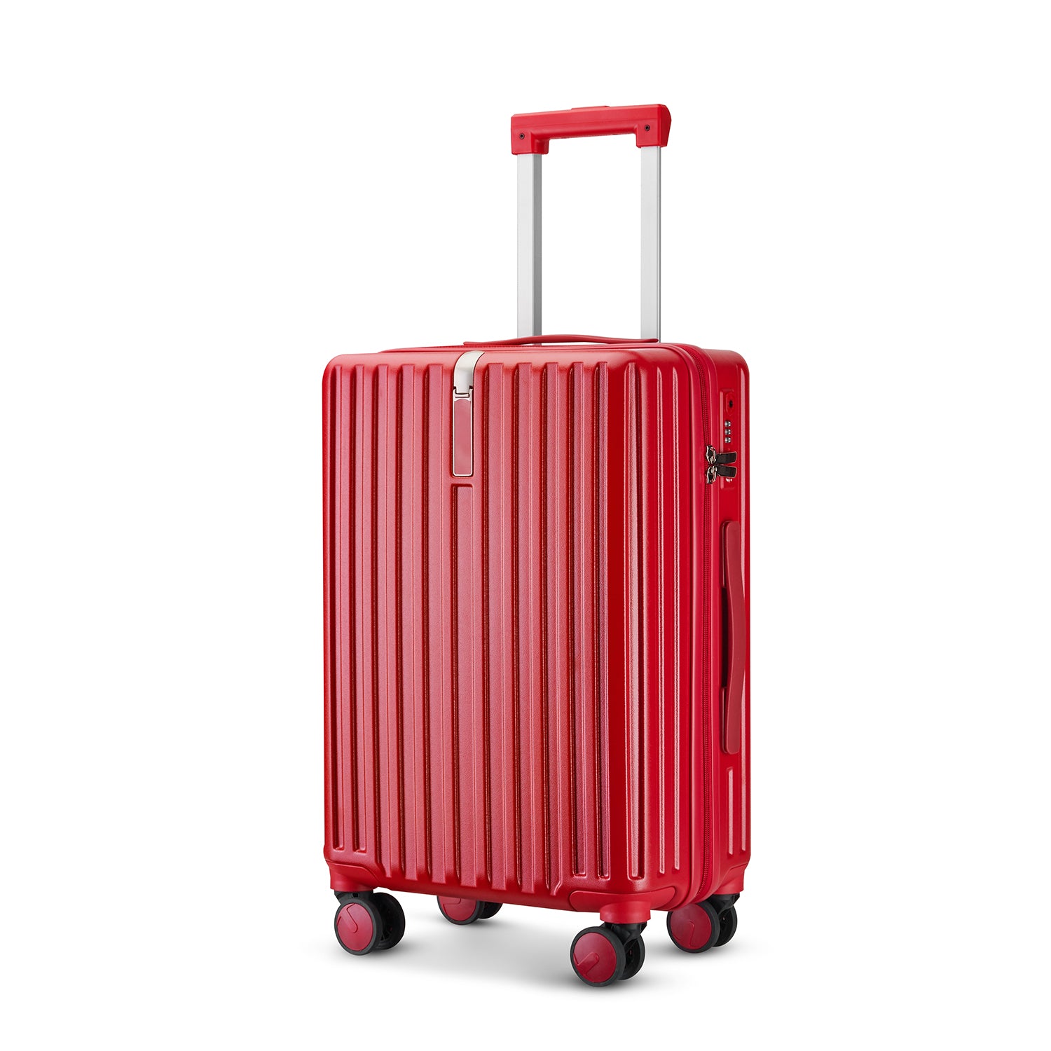 Medium Lightweight Check In Luggage - Hard Shell Suitcase - Red | AeroRidge | 67 cm