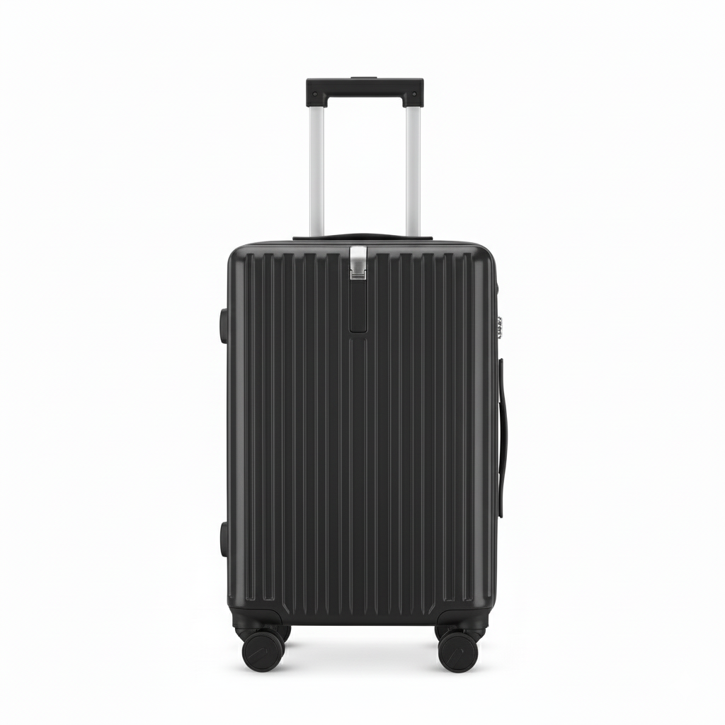 Medium Lightweight Hard Case Check In Luggage - Black | AeroRidge | 67 cm