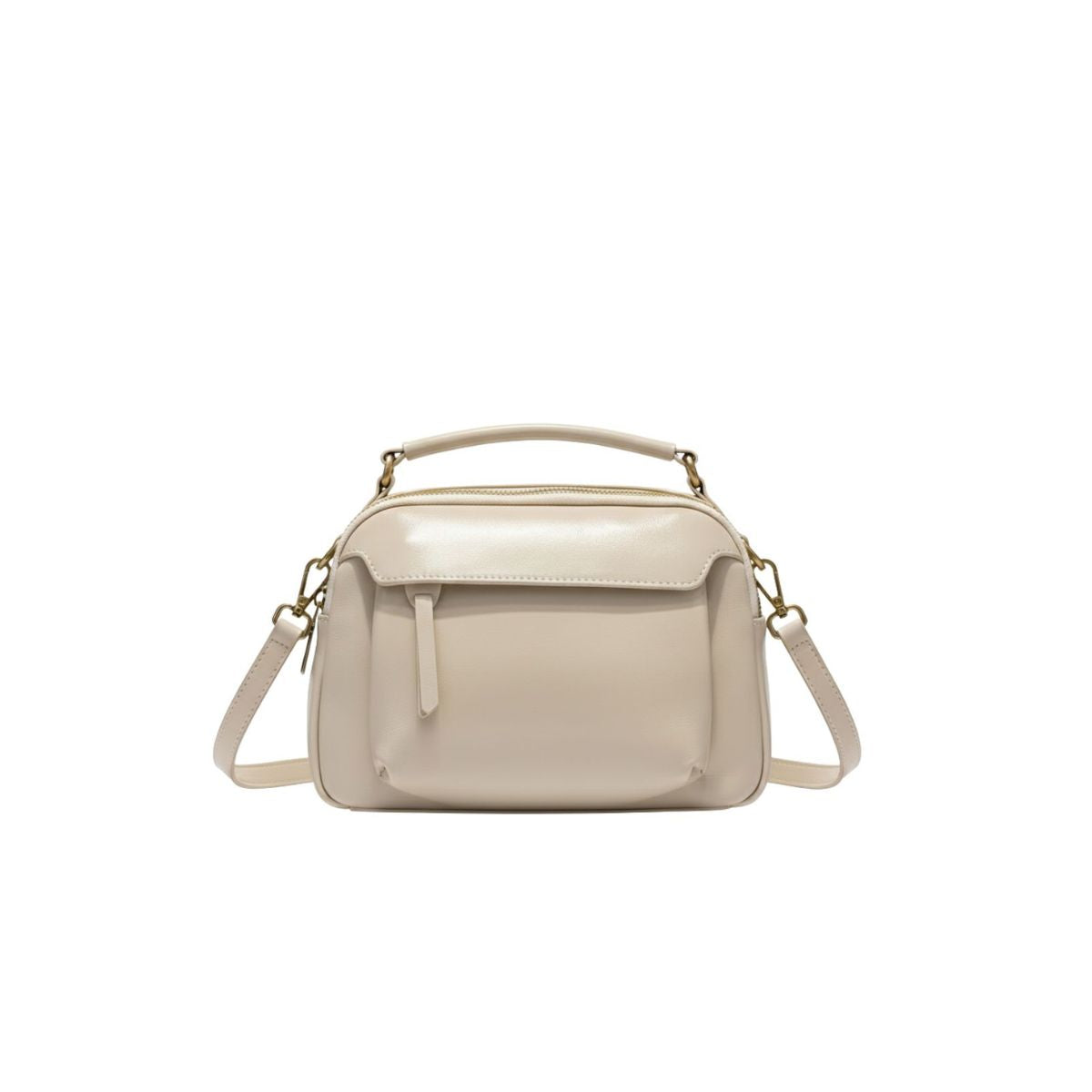 Clavia Milky White Leather Crossbody & Shoulder Bag