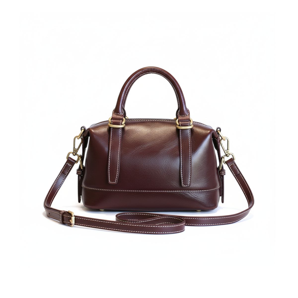 Leather Shoulder Bag - Burgundy | Metro Classic
