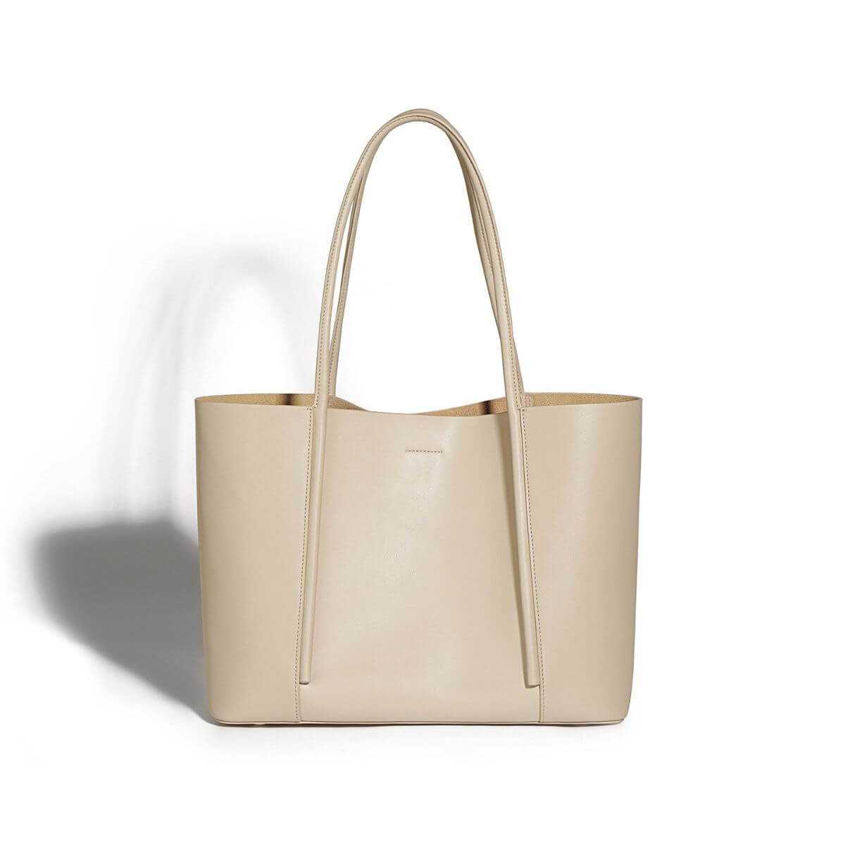 Metro Large Leather Tote Bag – Apricot Beige