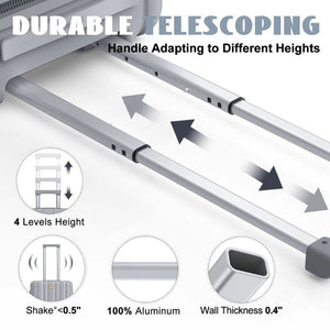 Telescoping handle with durability features on a white background