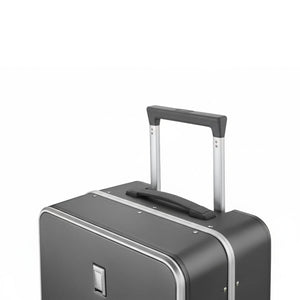 Close-up of Nordiva Classic dark grey suitcase handle and telescopic aluminium trolley