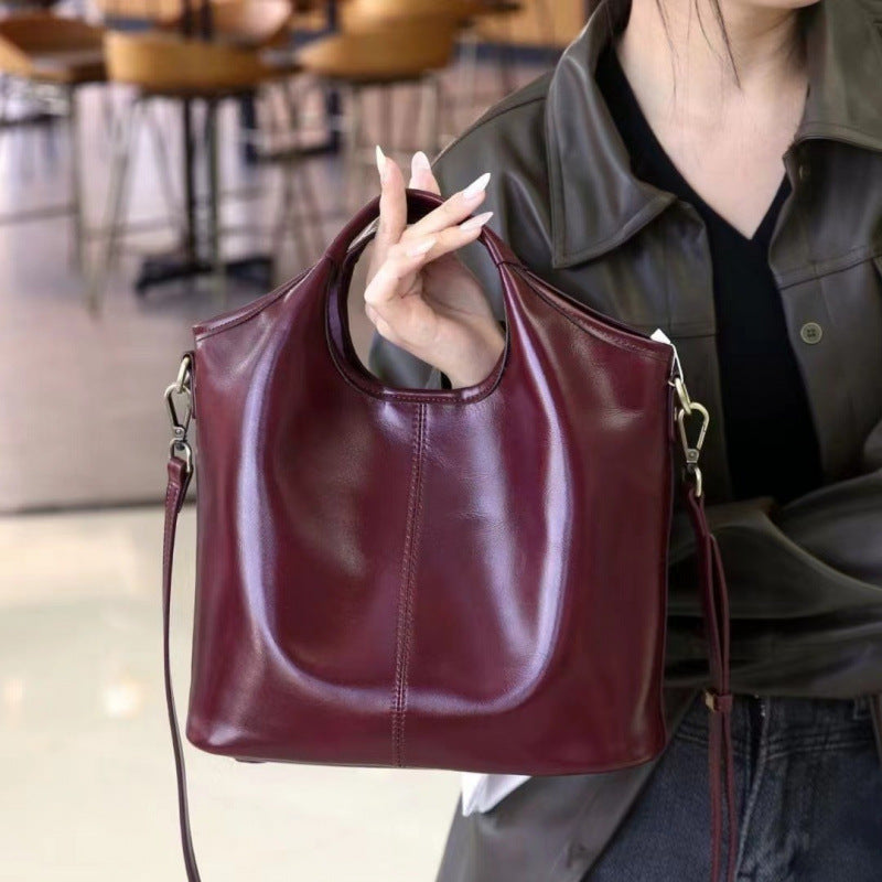 Retro Grace Burgundy Leather Shoulder & Crossbody Bag