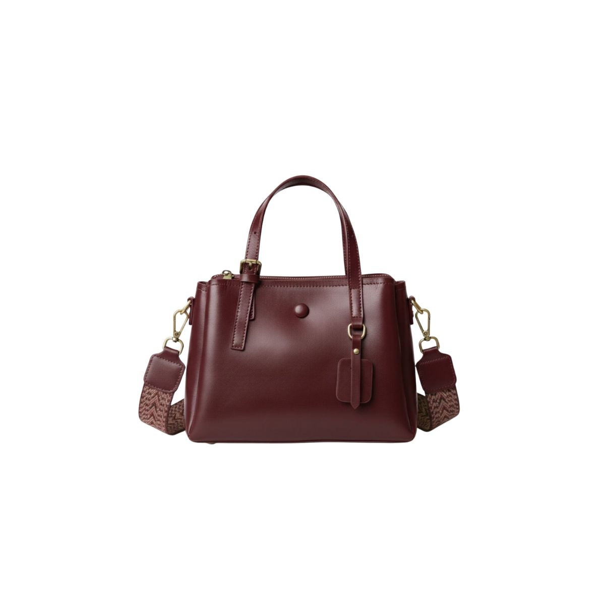 Leather Mini Tote Bag with Zipper–Crossbody Handbag for Women NZ | Retro Muse | Burgundy