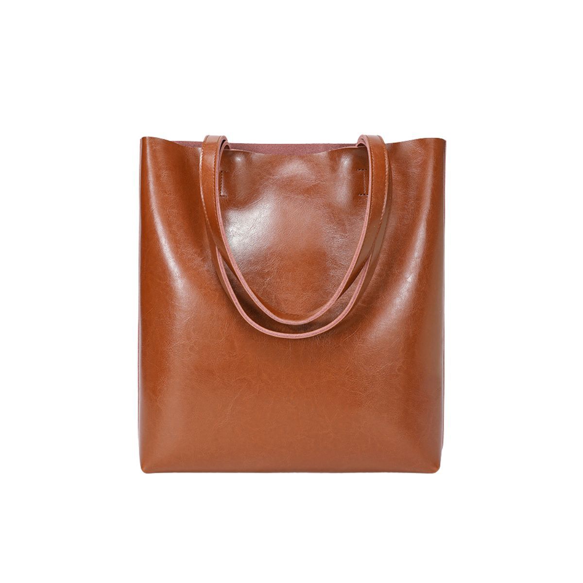 Urban Essential Caramel Brown Large Leather Tote Bag