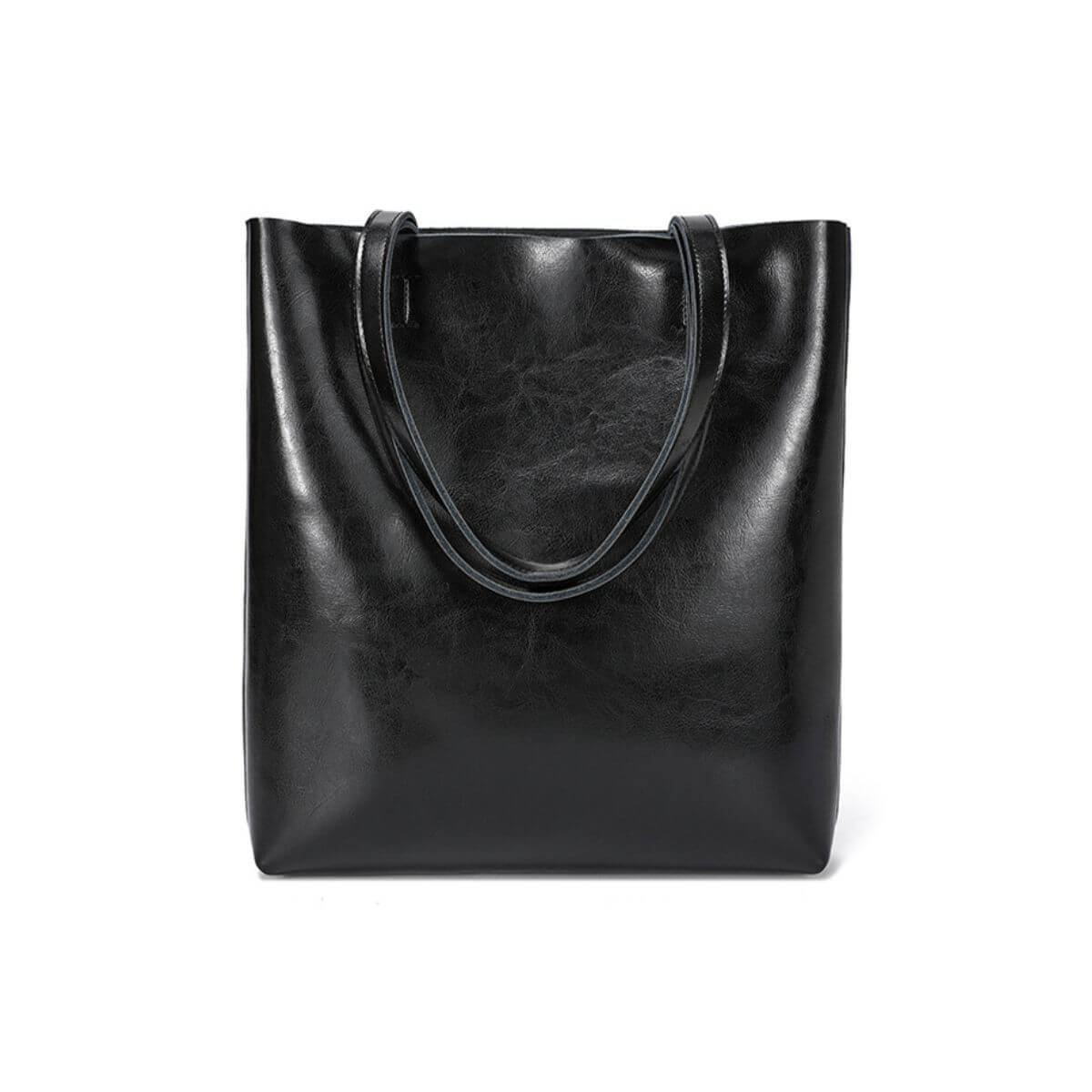 Urban Essential Black Large Leather Tote Bag