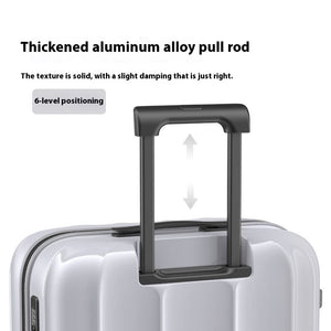 Suitcase handle with thickened aluminum alloy pull rod on a white background