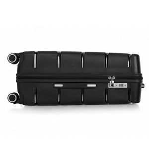 Fortiva 55cm carry-on suitcase base view showing 360 degree spinner wheels