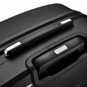 Close-up of Fortiva carry-on suitcase telescopic aluminium handle