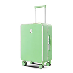 Nordiva Classic Mint Green hard shell suitcase with aluminium frame and spinner wheels – angled view for NZ travel.