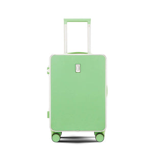 Front view of Nordiva Classic Mint Green suitcase – durable hard shell travel luggage with modern minimalist design.