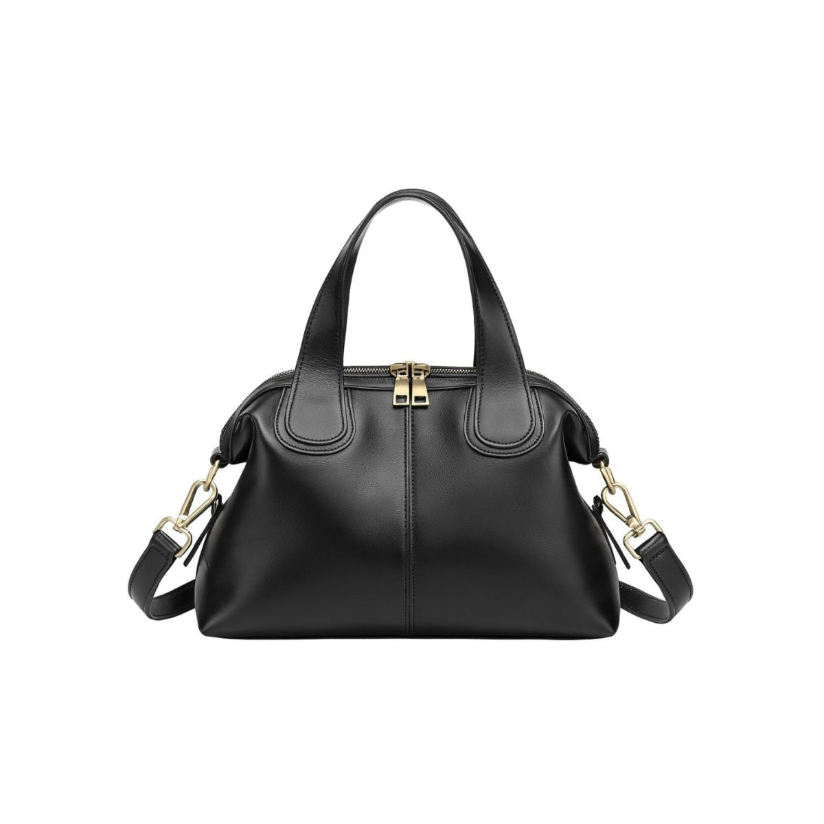 Adele Black Leather Crossbody Bag