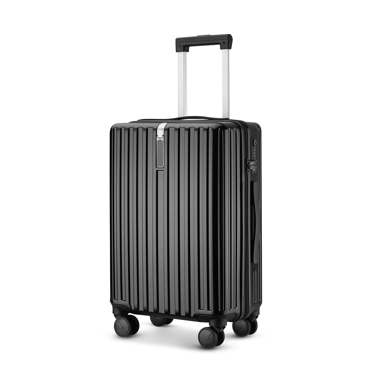 Medium Lightweight Hard Case Check In Luggage - Black | AeroRidge | 67 cm