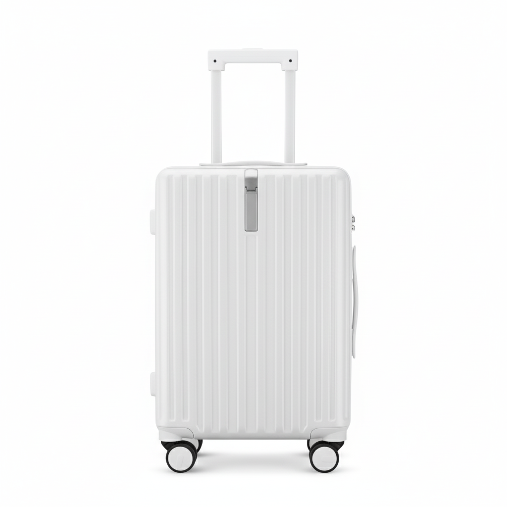 White Lightweight Carry On Luggage - Hard Case Cabin Suitcase | AeroRidge | 55 cm