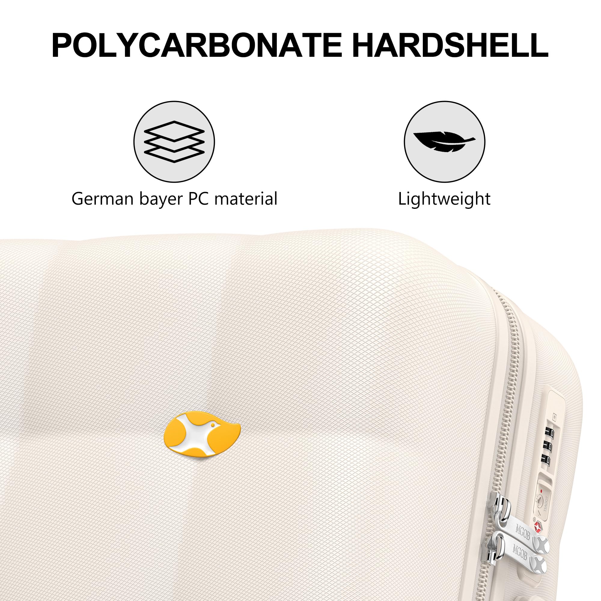 Polycarbonate hardshell case with German bayer PC material and lightweight features on a white background.