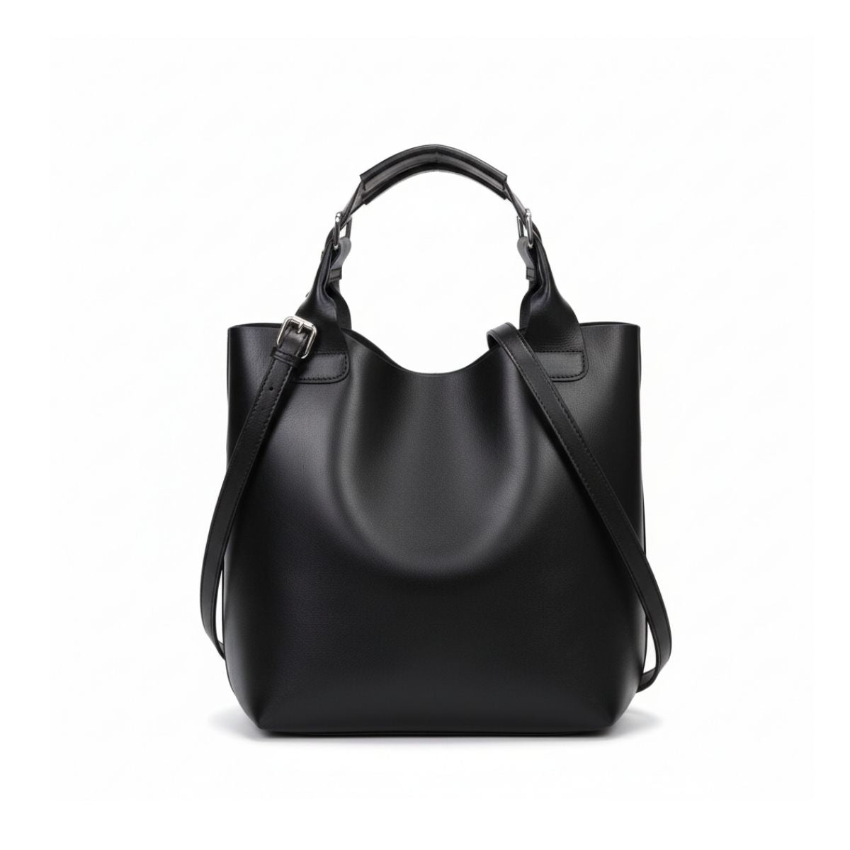 Comfy Chic Black Leather Tote Bag