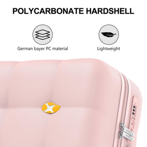 Pink polycarbonate hardshell case with German bayer PC material and lightweight features on a white background.