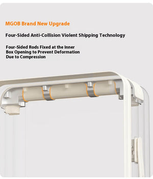 Four-sided anti-collision suitcase frame with reinforced interior rods to prevent deformation during heavy compression.