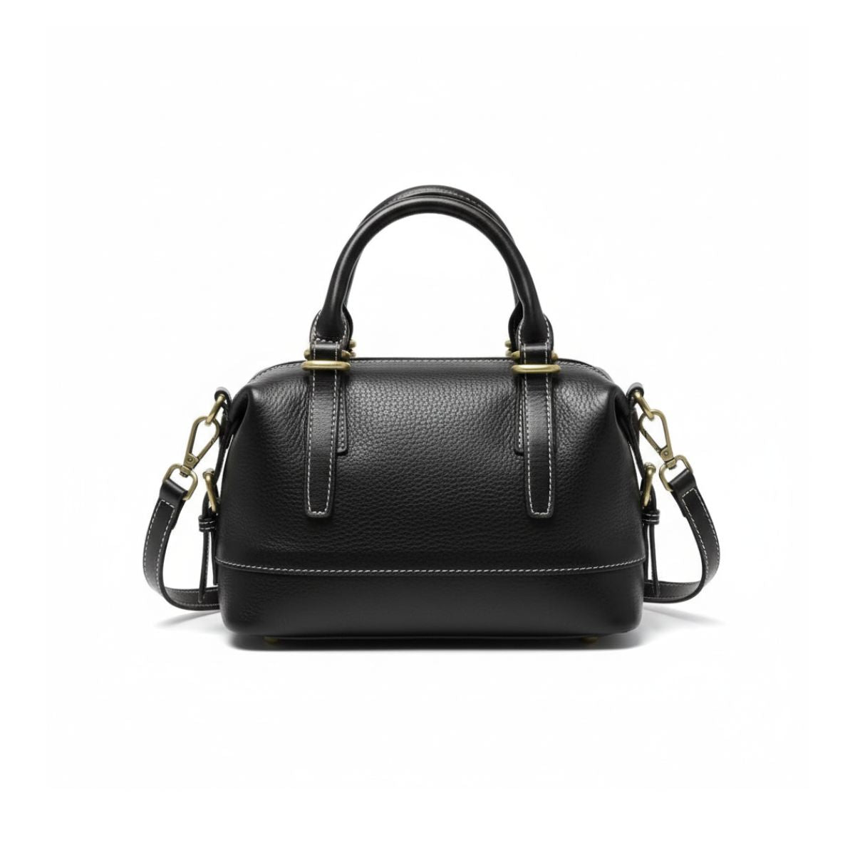 Metro Classic Black Leather Shoulder Bag