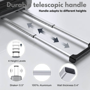 Telescopic handle with adjustable height levels on a white background