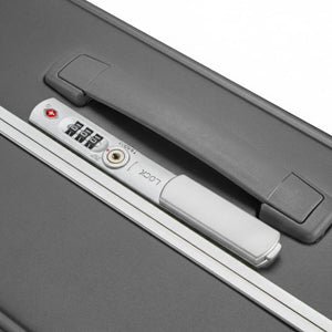 TSA combination lock close-up on Nordiva Classic dark grey suitcase