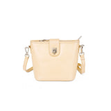 Retro Cube Cream Beige Leather Crossbody & Mini Bucket Shoulder Bag