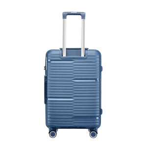 StratoLine 75cm large check-in suitcase in Blue, back view with trolley handle