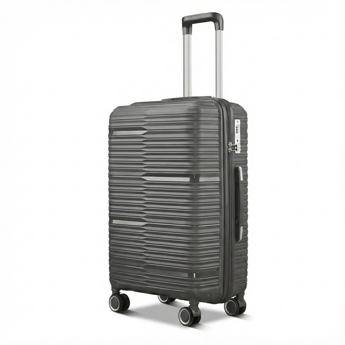 StratoLine 75cm large check-in suitcase in Grey, 45-degree angled view