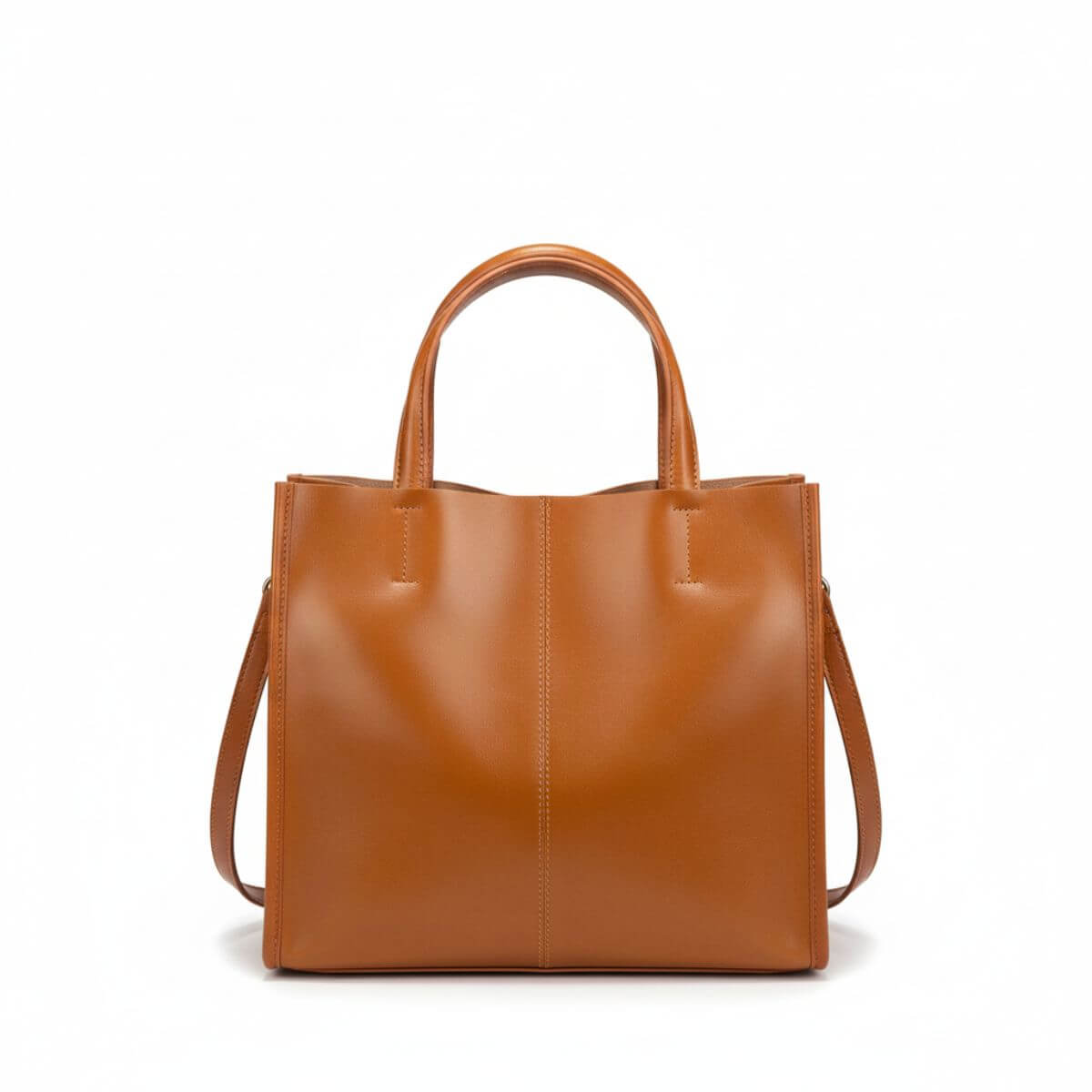 Metro Elegance Caramel Brown Leather Tote Bag