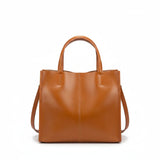 Metro Elegance Caramel Brown Leather Tote Bag