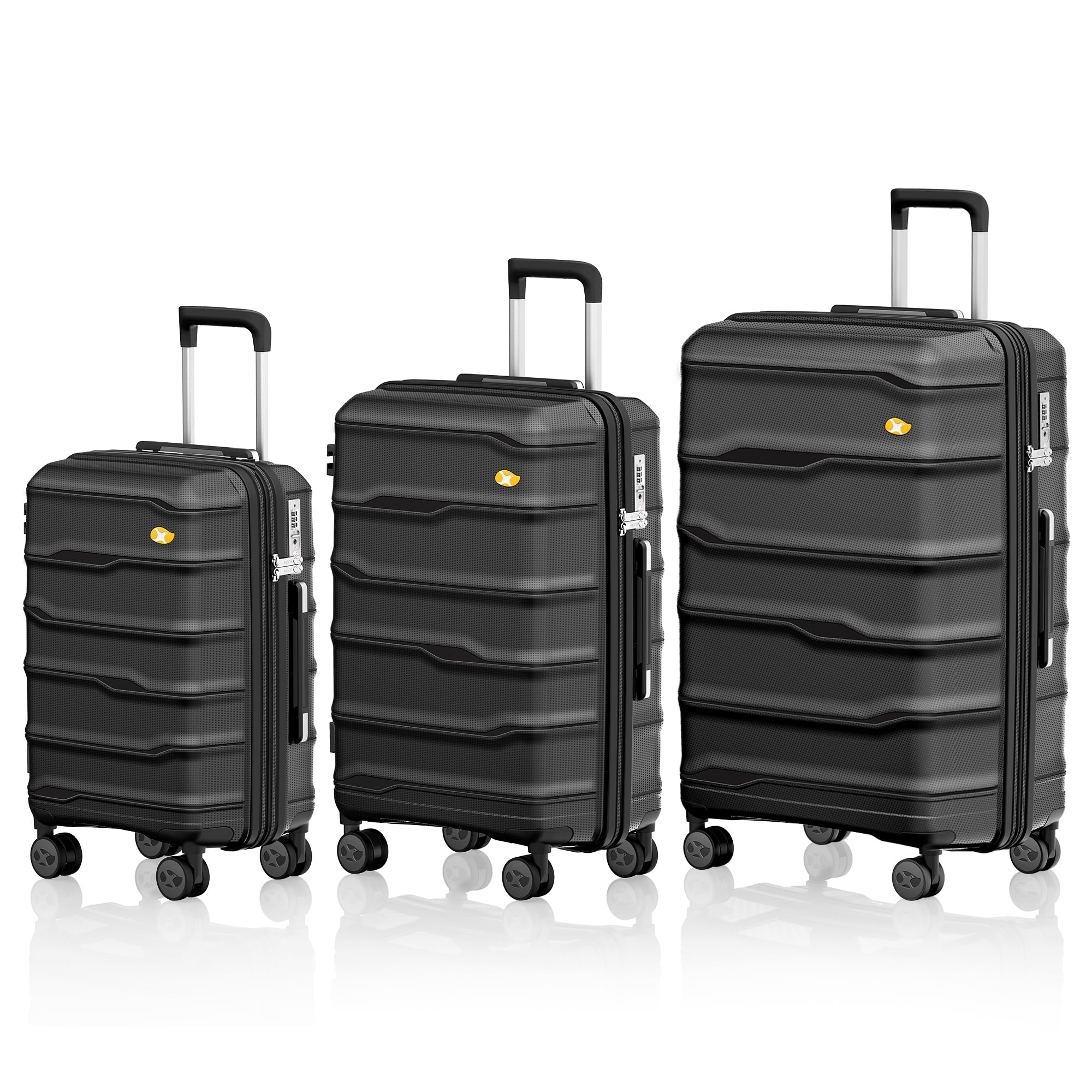 VoyEdge 3 piece luggage sets in black – lightweight hard shell suitcases NZ