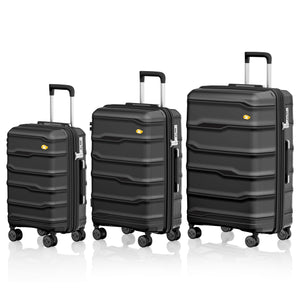 VoyEdge 3 piece luggage sets in black – lightweight hard shell suitcases NZ