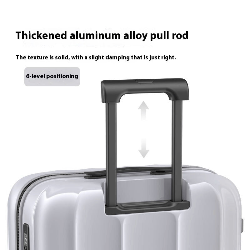 Suitcase handle with thickened aluminum alloy pull rod on a white background