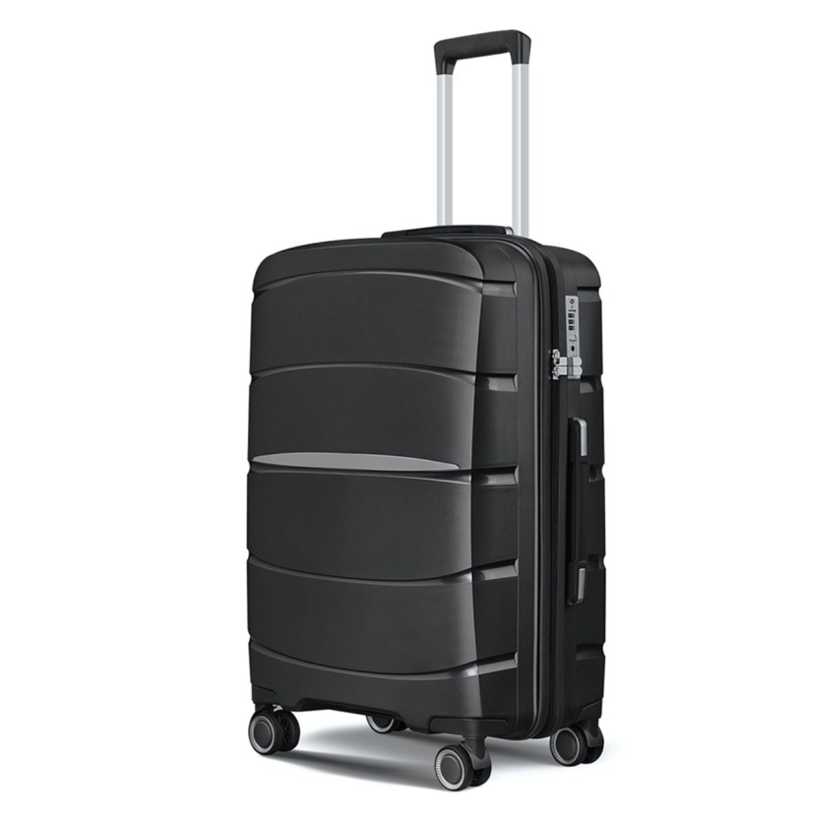 Fortiva 55cm carry-on suitcase side profile showing slim hard shell