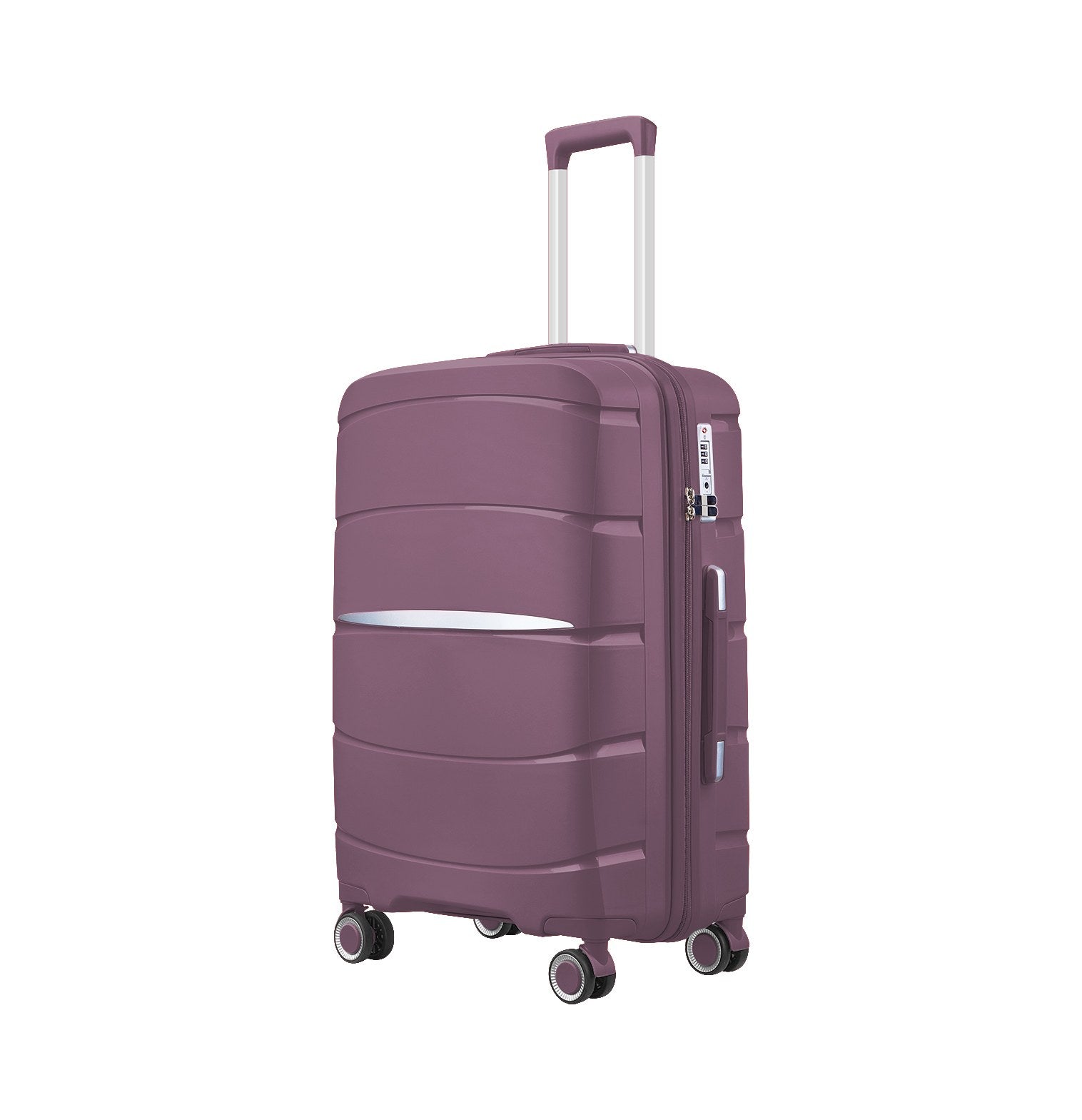 Fortiva 55cm carry-on suitcase in Purple, 45-degree angled view