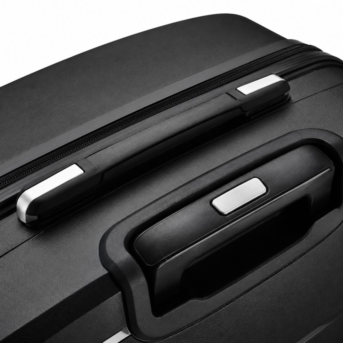 Close-up of Fortiva carry-on suitcase telescopic aluminium handle
