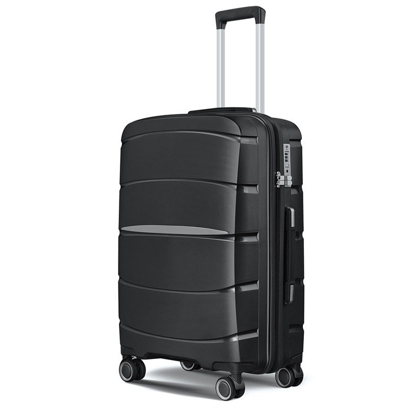 Fortiva 65cm medium check-in suitcase in Black, 45-degree angled view