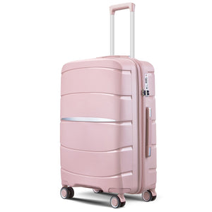 Fortiva 65cm medium check-in suitcase in Pink, 45-degree angled view