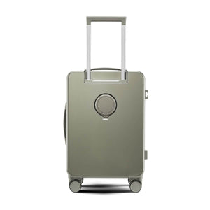 Back view of Nordiva Classic Titanium Silver hard shell suitcase showing matte finish and reinforced frame corners.