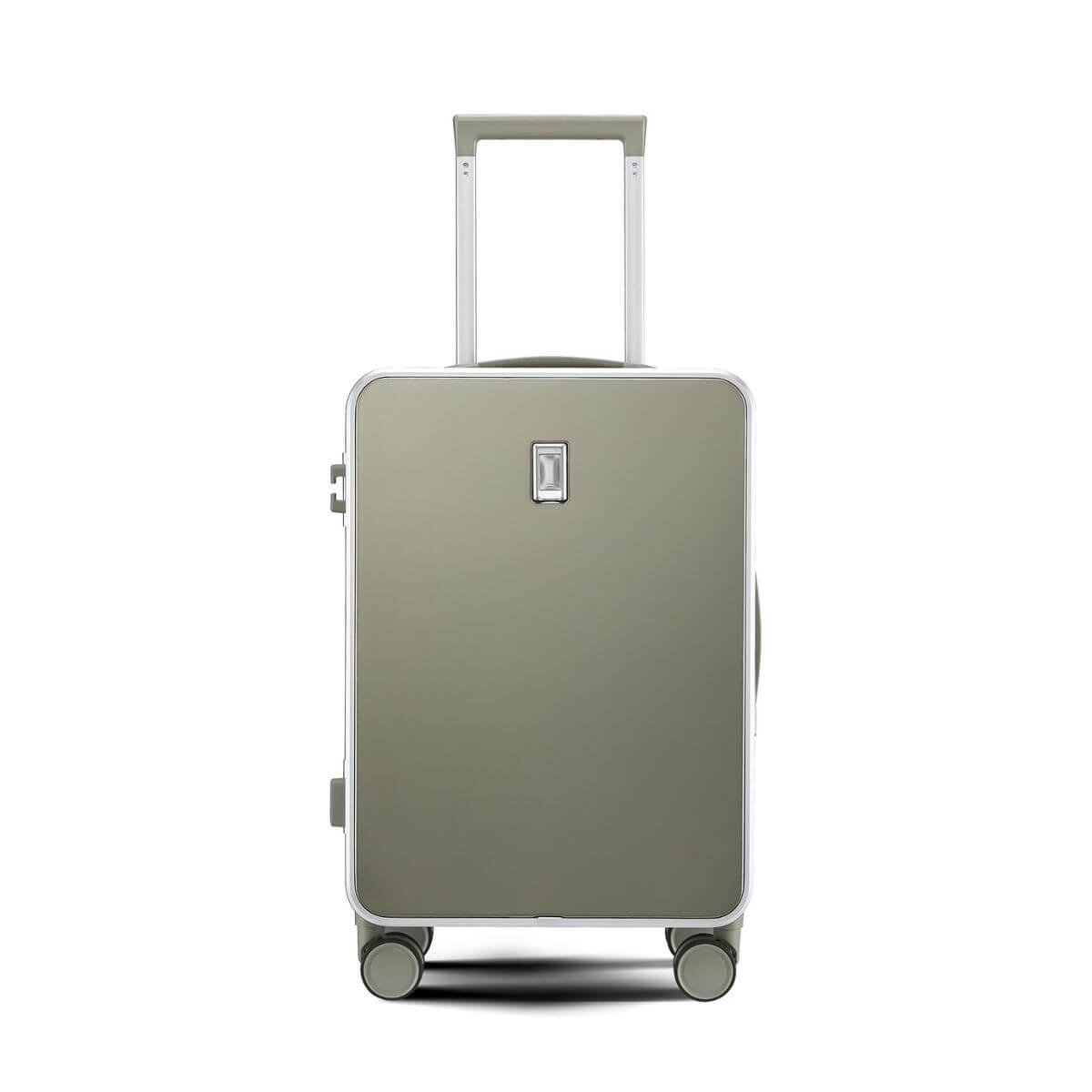 Front view of Nordiva Classic Titanium Silver hard shell suitcase – sleek aluminium frame design for modern NZ travellers.