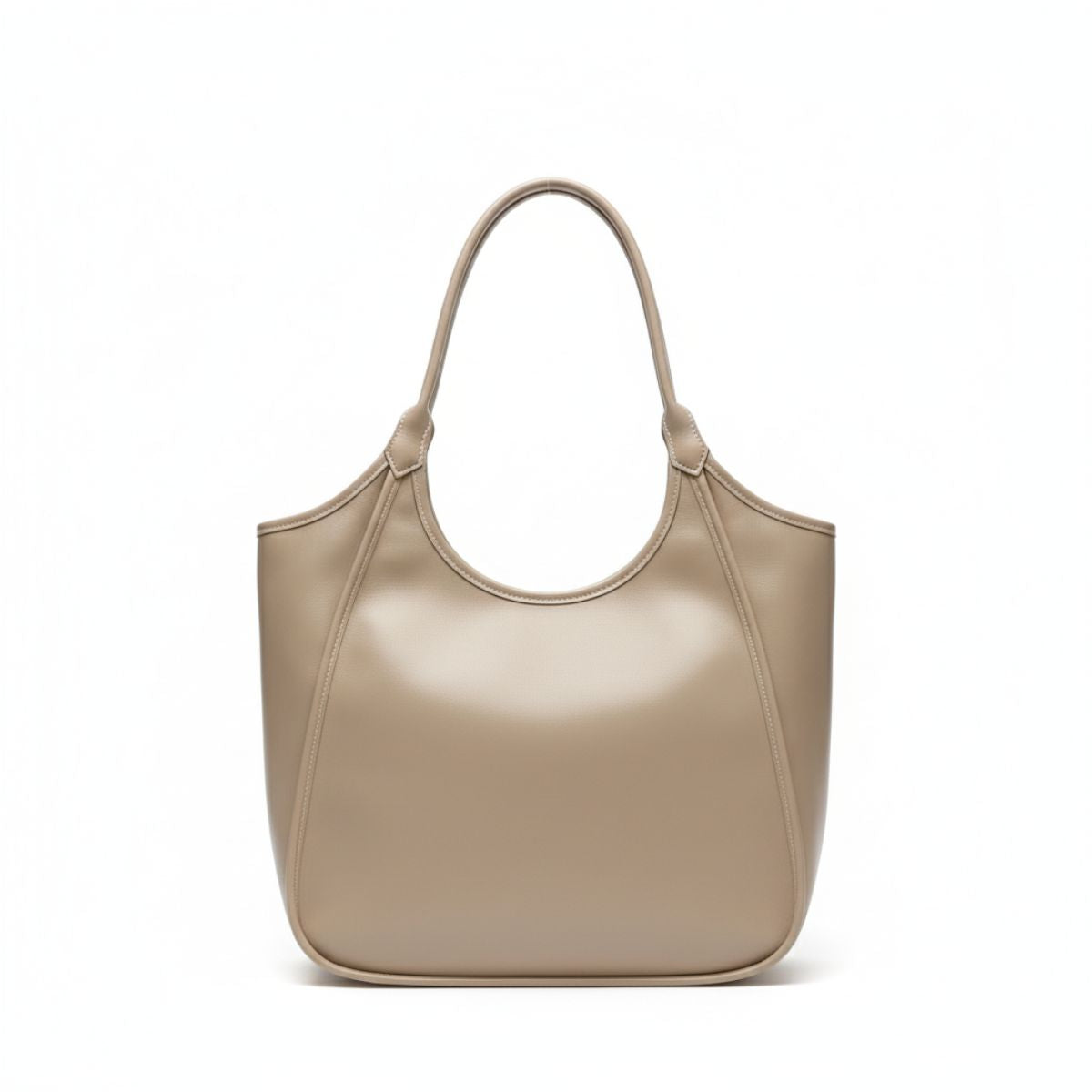 Urban Elegance Beige Large Leather Tote Bag