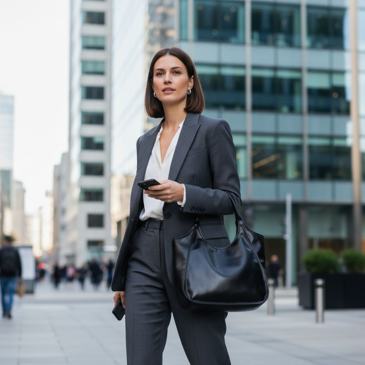 Urban Elegance Black large Leather Tote Bag