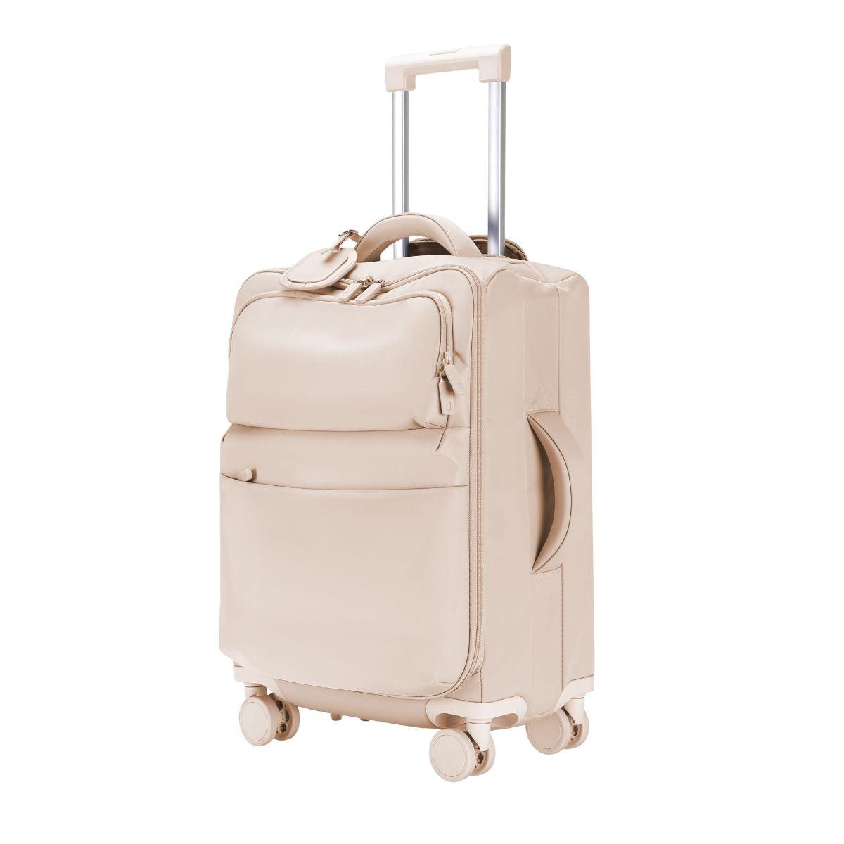 Urbaneo 53cm softside carry on suitcase in Peach Pink, three-quarter front view