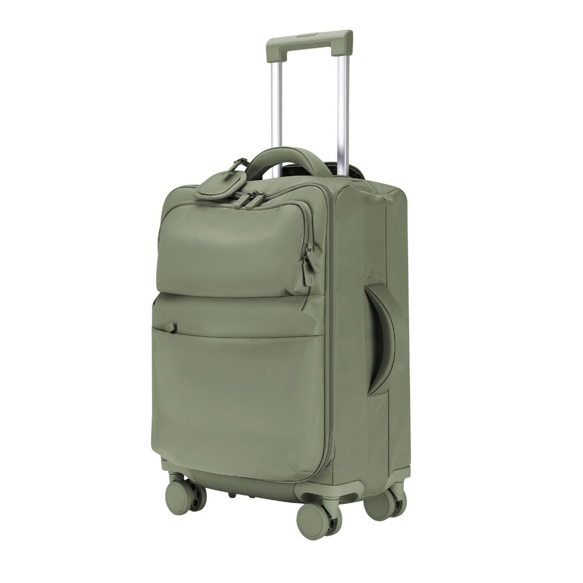 Urbaneo 76cm softside large check in suitcase in Bamboo Green, three-quarter front view