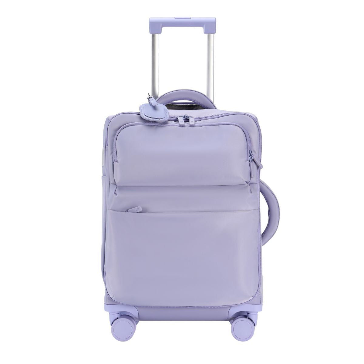 Urbaneo 76cm softside large check in suitcase in Violet Purple, front view showing layered pockets