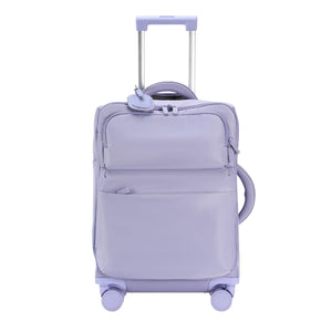 Urbaneo 76cm softside large check in suitcase in Violet Purple, front view showing layered pockets
